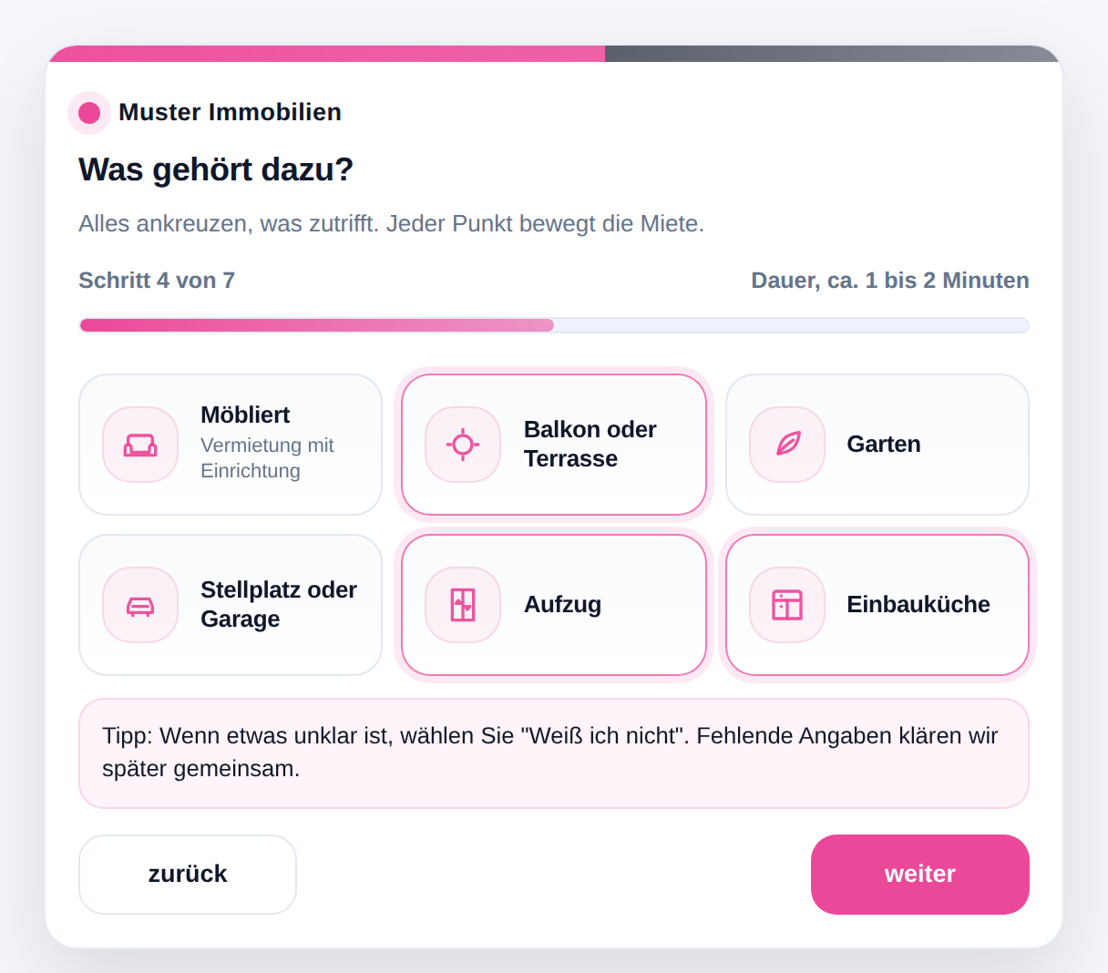 Formular für eine Mietpreis-Einschätzung