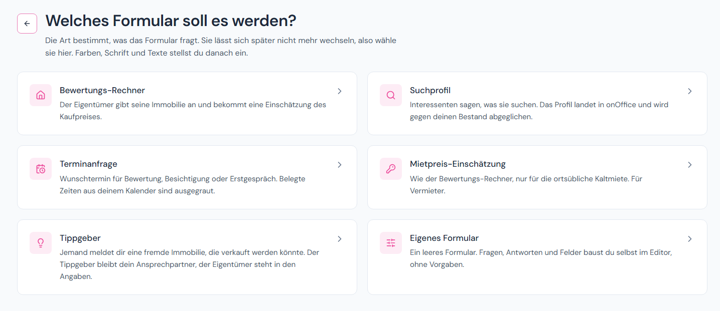 Die neuen Formulararten in Casalead im Überblick